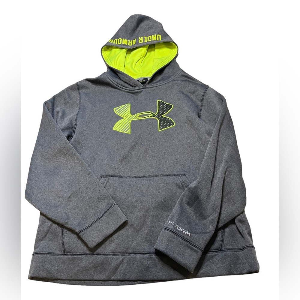 Under Armour Hoodie youth large‎ gray and lime green